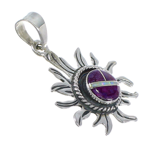 Sun Opal Magenta Turquoise And Sterling Silver Southwest Pendant YX67689